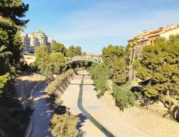 The green river park running through the middle of Elche