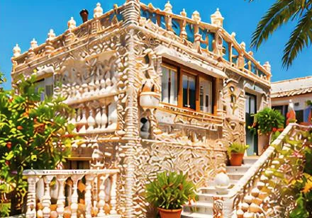 The Casa de las Conchas, its walls and balustrades covered in seashells